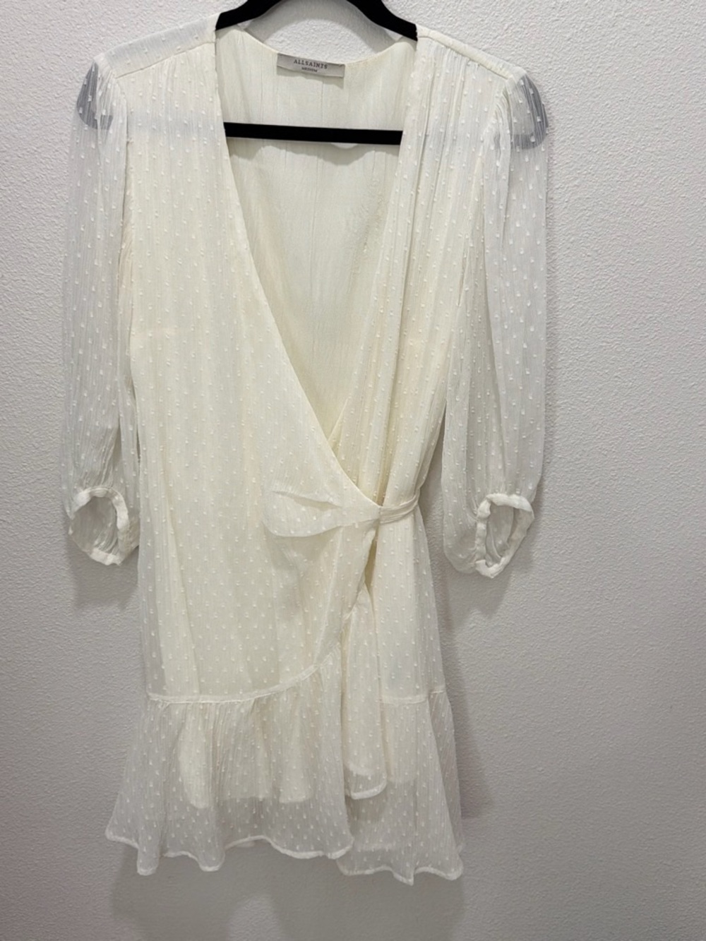 AllSaints Cream Wrap Dress